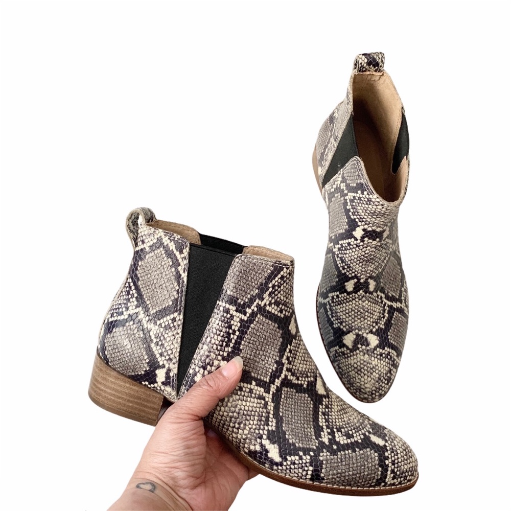 Madewell Carina Boots Snake Embossed Leather Booties Size 8 New